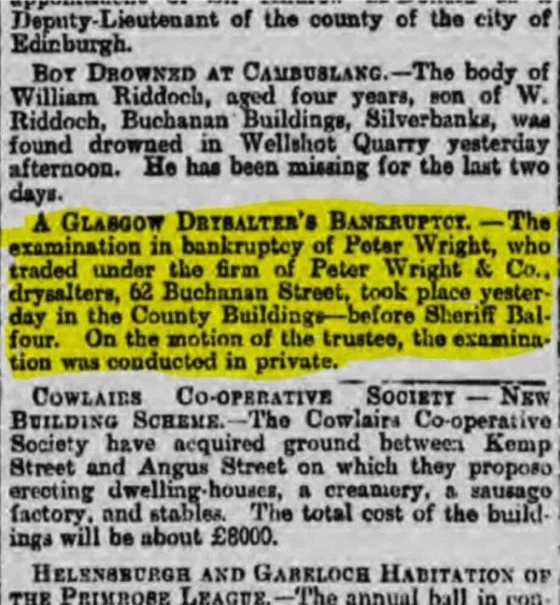 Bankruptcy 13 November 1897 Glasgow Herald