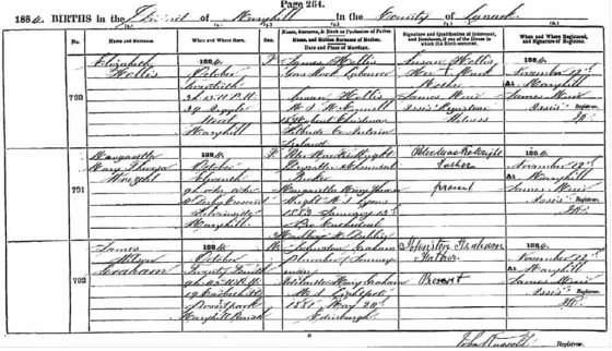 Birth Certificate - Gretta Wright Junior 11 October 1884