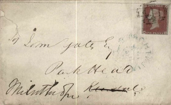 Envelope addressed to John Yeates at Park Head.