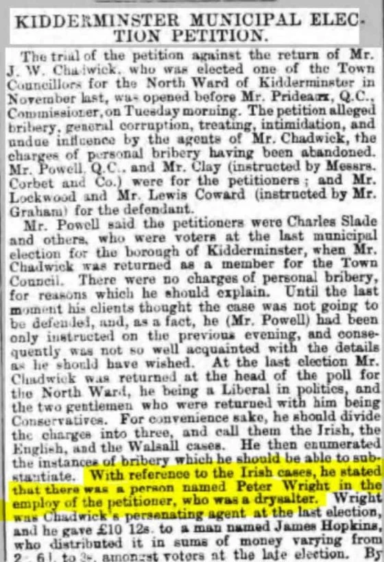 Worcester Journal 5 March 1881 - Kidderminster Municipal Election