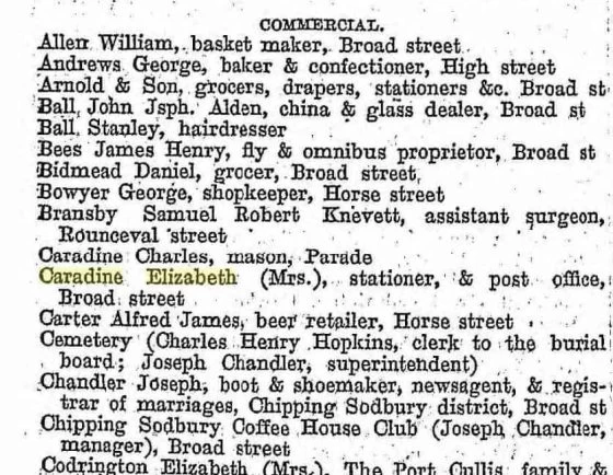 Elizabeth Eyles - Street Directory 1894
