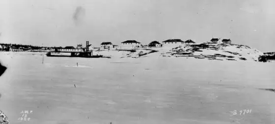 Fort Chipewyan with Steamer Grahame in Foreground. 