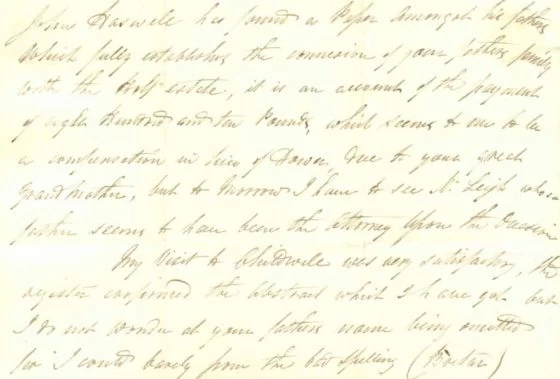 Extract of letter from John Richards to his wife from Childwall.