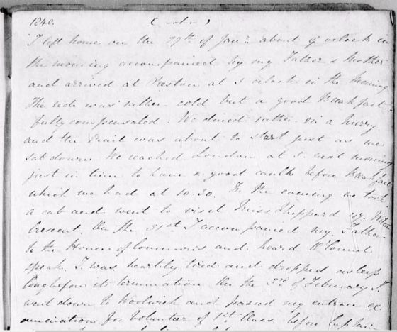 John Yeates Yeates' Personal Diary 1840