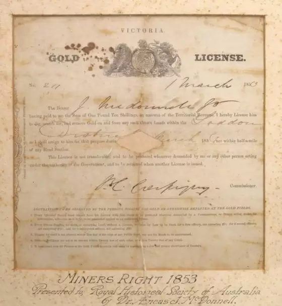 Gold Mining Licence 1853