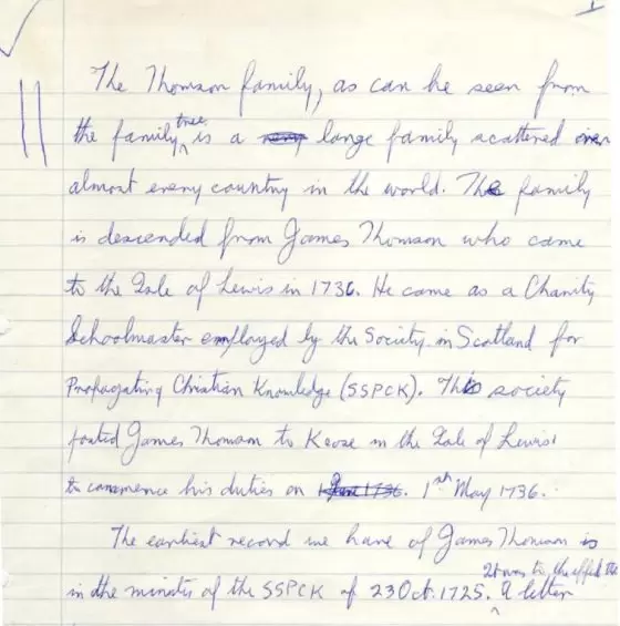 Donald Thomson's handwritten notes