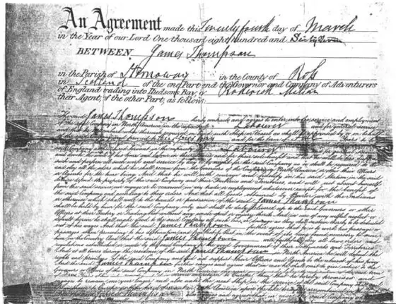 James Thomson's Agreement with Hudson's Bay Company