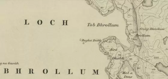 Map of Brollum, Park District of Lewis 1840. Image courtesy of National Library of Scotland.