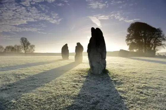 Sunrise within the Avebury Stone Circle.